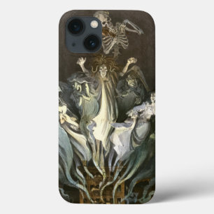 ヴィンテージ ハロウィン、スケルトン ヴァイオリン奏者とゴースト iPhone 13ケース