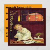 ヴィンテージ ハロウィン スリリング 招待状 (正面/裏面)