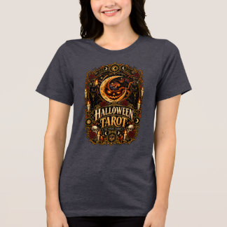 ヴィンテージ ハロウィン タロット ミスティカルムーン & ブラックキャット トライブレンドTシャツ