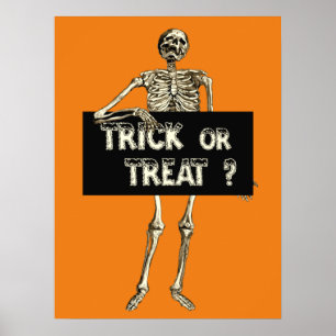 ヴィンテージ ハロウィン トリックオアトリート スケルトン ポスター