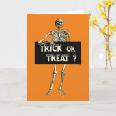 ヴィンテージ ハロウィン トリック オア トリート スケルトン カード (黄色い花)