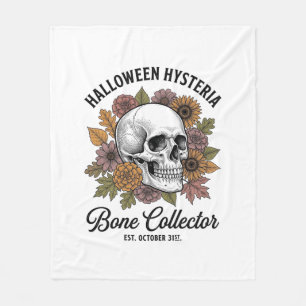 ヴィンテージ ハロウィン ドクロ 骨 コレクター Tシャツ デザイン フリースブランケット