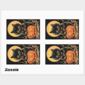 ヴィンテージ ハロウィン ネコとカボチャ 長方形シール (シート)