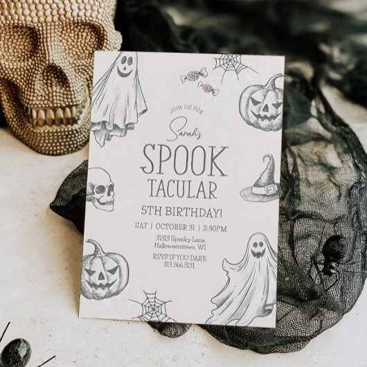 ヴィンテージ ハロウィン バースデー インビテーション（年齢自由） 招待状