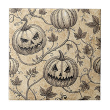 ヴィンテージ・ハロウィン・パンプキン・つる模様