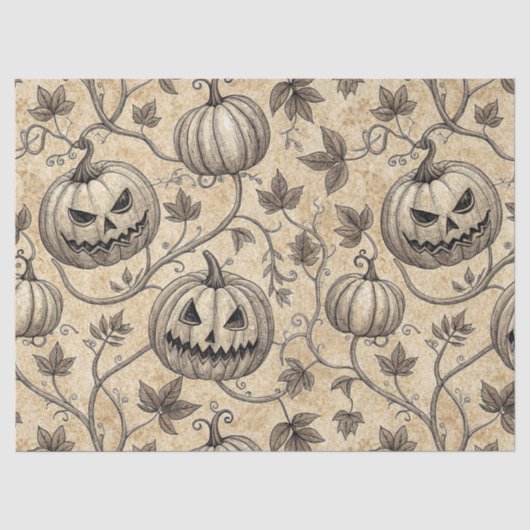 ヴィンテージ・ハロウィン・パンプキン・つる模様 薄葉紙 (正面)
