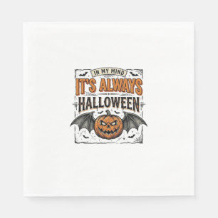 ヴィンテージ ハロウィン パンプキン コウモリ タイポグラフィー Tシャツ デザイン スタンダードランチョンナプキン