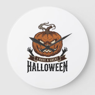 ヴィンテージ ハロウィン パンプキン ゴシック Tシャツ デザイン 1 ラージ壁時計