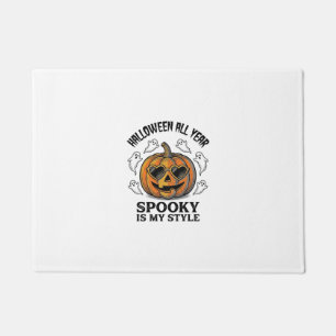 ヴィンテージ ハロウィン パンプキン ゴースト 彫刻 Tシャツ_1 ドアマット