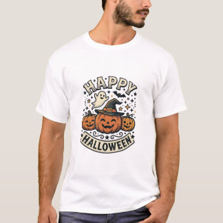 ヴィンテージ ハロウィン パンプキン ゴースト Tシャツ デザイン_1