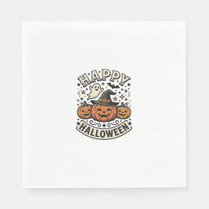 ヴィンテージ ハロウィン パンプキン ゴースト Tシャツ デザイン_1 スタンダードランチョンナプキン