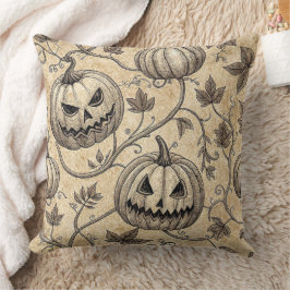 ヴィンテージ ハロウィン パンプキン ヴァイン柄 クッション