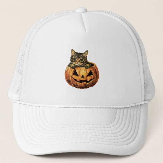 ヴィンテージ ハロウィン パンプキン 猫 キャップ (正面)