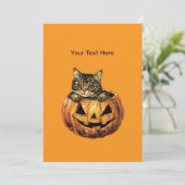 ヴィンテージ ハロウィン パンプキン 猫 招待状 (スタンド正面)