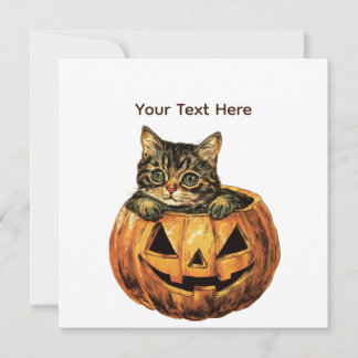 ヴィンテージ ハロウィン パンプキン 猫 招待状