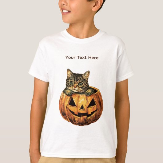 ヴィンテージ ハロウィン パンプキン 猫 Tシャツ (正面)