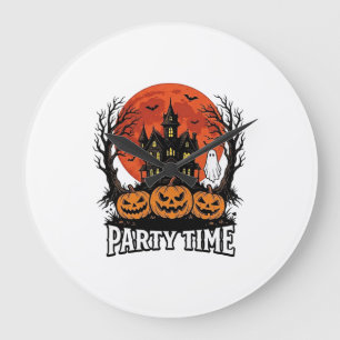 ヴィンテージ ハロウィン パーティタイム ゴースト パンプキン Tシャツ_1 ラージ壁時計