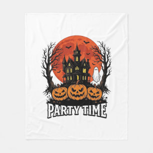 ヴィンテージ ハロウィン パーティ タイム ゴースト パンプキン Tシャツ_1 フリースブランケット