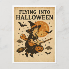 ヴィンテージ・ハロウィン・フライング ポストカード