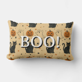 ヴィンテージ ハロウィン フルプリント クッションカバー Boo ランバークッション