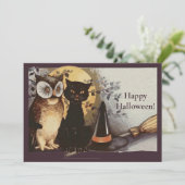 ヴィンテージ ハロウィン ブラックキャット & オウル ウィッチハット ムーン (スタンド正面)