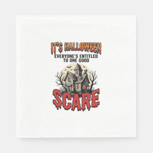 ヴィンテージ・ハロウィン・ホーンテッドハウス・スケアTシャツデザイン スタンダードランチョンナプキン