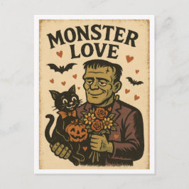 ヴィンテージ・ハロウィン・モンスター・ラブ ポストカード