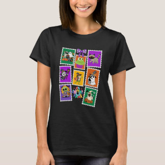 ヴィンテージ ハロウィン レトロ 郵便切手 Tシャツ
