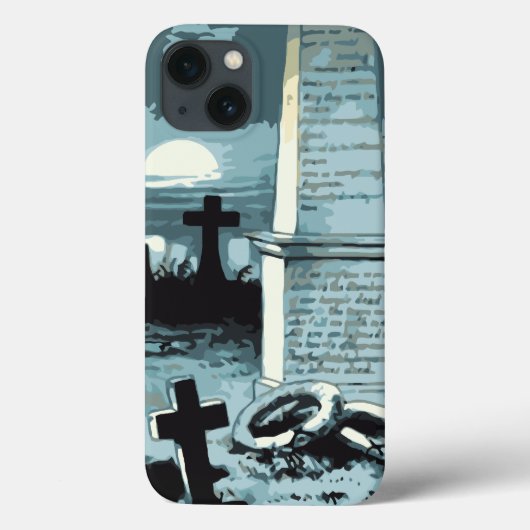 ヴィンテージ ハロウィン、不気味な墓地と墓 Case-Mate iPhoneケース (裏面)