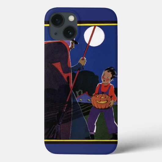 ヴィンテージ ハロウィン、不気味な魔女と少年 Case-Mate iPhoneケース (裏面)