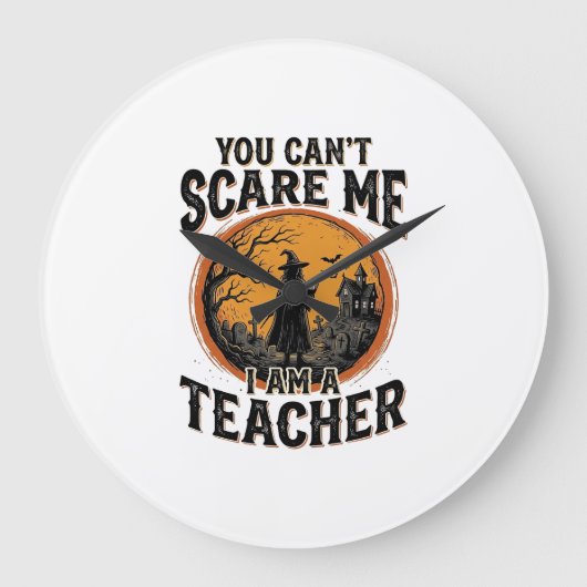 ヴィンテージ ハロウィン 先生 怖い 学校 Tシャツ デザイン ラージ壁時計 (正面)