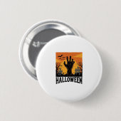 ヴィンテージ ハロウィン 墓地 ゾンビ 手 シャツ デザイン 缶バッジ (正面&裏面)