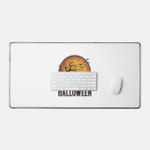 ヴィンテージ ハロウィン 墓場 コウモリ 月 アート_1 デスクマット (キーボード&マウス)