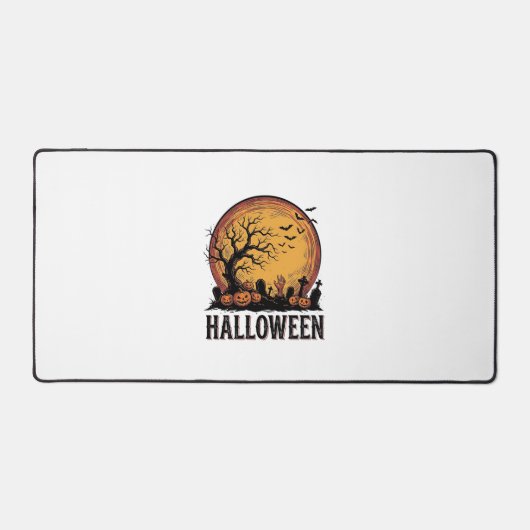 ヴィンテージ ハロウィン 墓場 コウモリ 月 アート_1 デスクマット (正面)