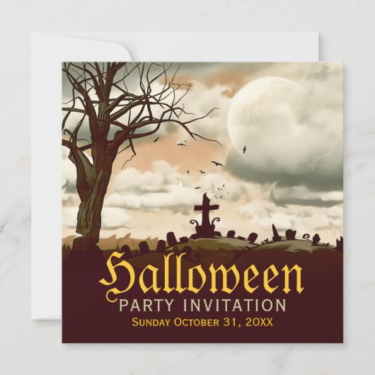 ヴィンテージ ハロウィン 墓場 フルムーン インビテーション (正面)