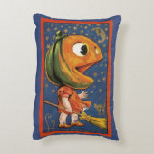 ヴィンテージ ハロウィン、巨大なカボチャの頭の衣装 アクセントクッション (裏面(縦))