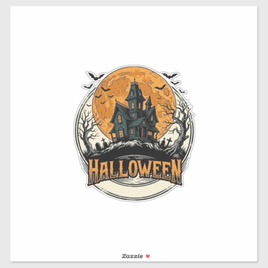 ヴィンテージ ハロウィン 幽霊の館 ベクター デザイン_1 シール (シート)
