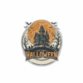 ヴィンテージ ハロウィン 幽霊の館 ベクター デザイン_1 シール (正面)