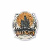 ヴィンテージ ハロウィン 幽霊の館 ベクター デザイン_1 シール (正面)