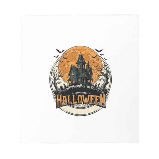 ヴィンテージ ハロウィン 幽霊の館 ベクター デザイン_1 ノートパッド (正面)