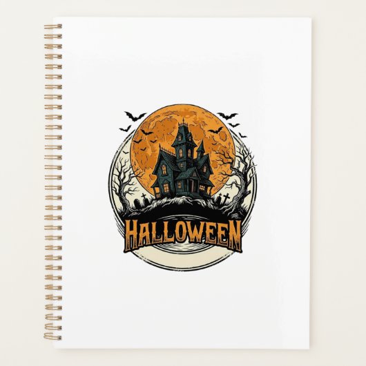 ヴィンテージ ハロウィン 幽霊の館 ベクター デザイン_1 プランナー手帳 (正面)