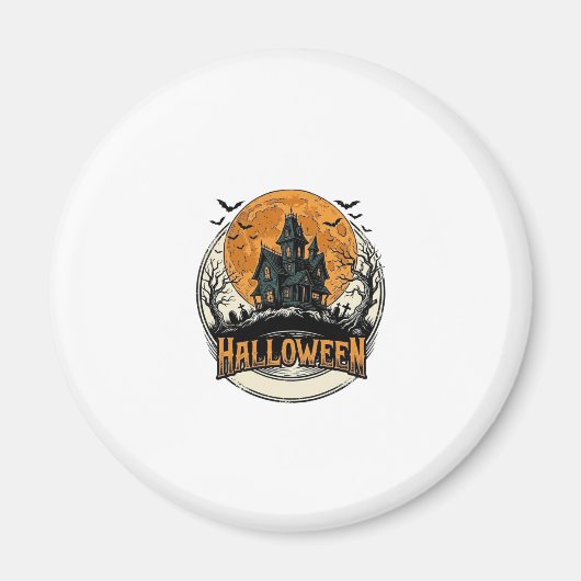 ヴィンテージ ハロウィン 幽霊の館 ベクター デザイン_1 マグネット (正面)