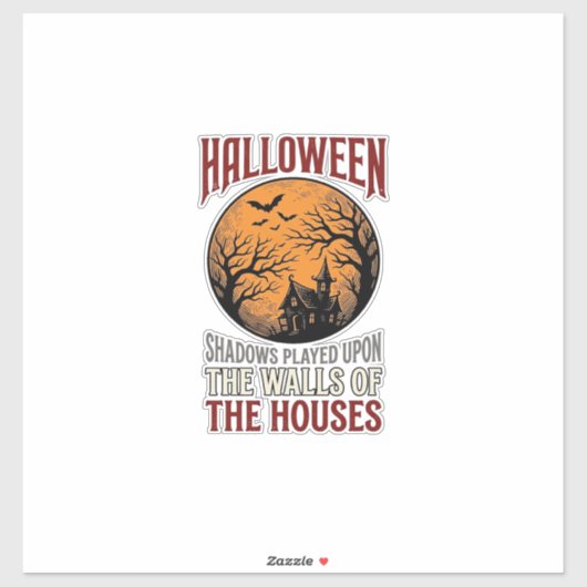 ヴィンテージ ハロウィン 幽霊の館 月 シャツ デザイン_ シール (シート)