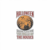 ヴィンテージ ハロウィン 幽霊の館 月 シャツ デザイン_ シール (正面)