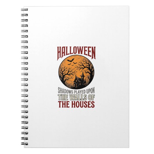 ヴィンテージ ハロウィン 幽霊の館 月 シャツ デザイン_ ノートブック (正面)