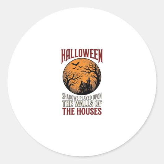 ヴィンテージ ハロウィン 幽霊の館 月 シャツ デザイン_ ラウンドシール (正面)