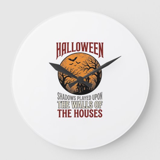 ヴィンテージ ハロウィン 幽霊の館 月 シャツ デザイン_ ラージ壁時計 (正面)