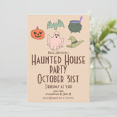 ヴィンテージ ハロウィン 幽霊屋敷 手描き 招待状 (スタンド正面)