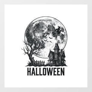 ヴィンテージ ハロウィン 幽霊屋敷 月 Tシャツ デザイン_ ウィンドウサイン