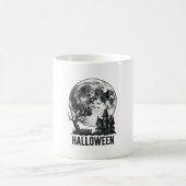 ヴィンテージ ハロウィン 幽霊屋敷 月 Tシャツ デザイン_ コーヒーマグカップ (中央)